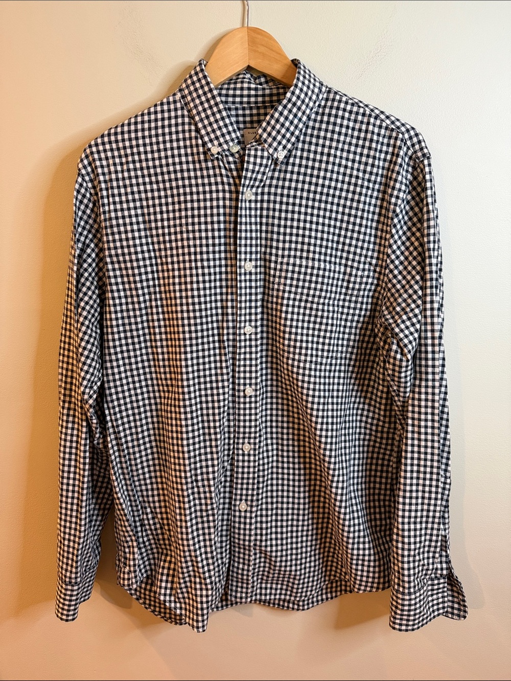 5/$25!! Club Monaco Black and White 100% Cotton Gingham Button-Down Shirt